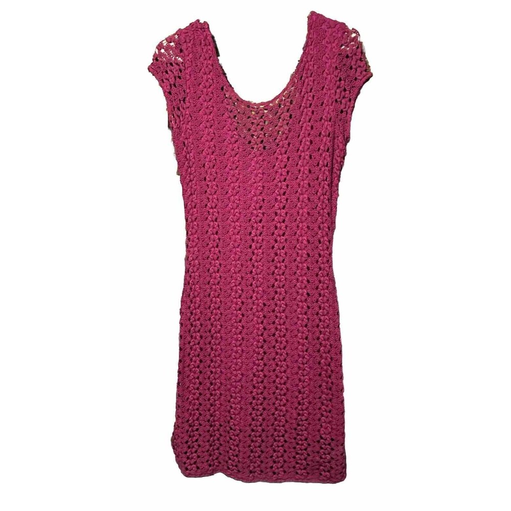 Free People Medium Fuchsia Crochet Dress Scoop Neck $128 MSRP